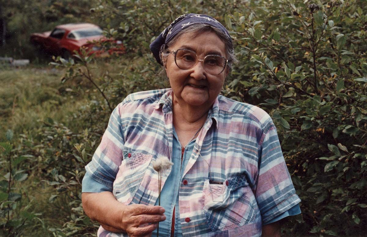 Woman with cotton grass